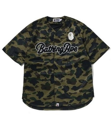 A BATHNIG APE Men's 1ST CAMO BASEBALL SHIRT 1M20132001 bz | eBay