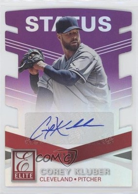 2015 Panini Elite Signatures Status Purple Die-Cut 22/49 Corey Kluber Auto 0jp9