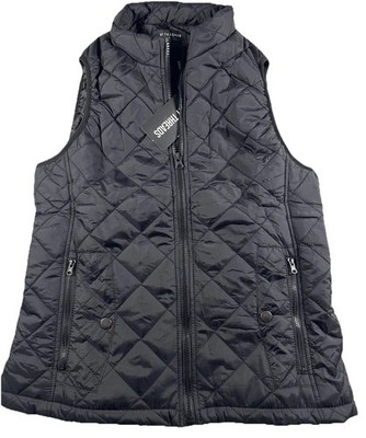 NY Threads Vest Women Small Quilted Puffer Zip Up Black Lightweight NWT