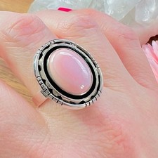 Solid Sterling Silver 925 Pink Conch Ring Size 9 3/4 Southwest Vintage Style New