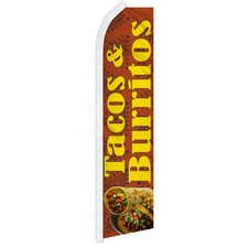 "TACOS BURRITOS" advertising super flag swooper banner business Mexican food