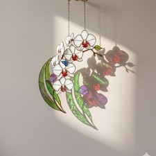 Orchid Flower Stained Glass Suncatcher