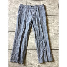 Banana Republic Martin Fit Linen Blend Blue Trousers Women's Size 12