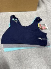 Hanes Bras Womens Large Blue Gray Scoop Crop Bralette Comfort Flex 3 Pack HFA002