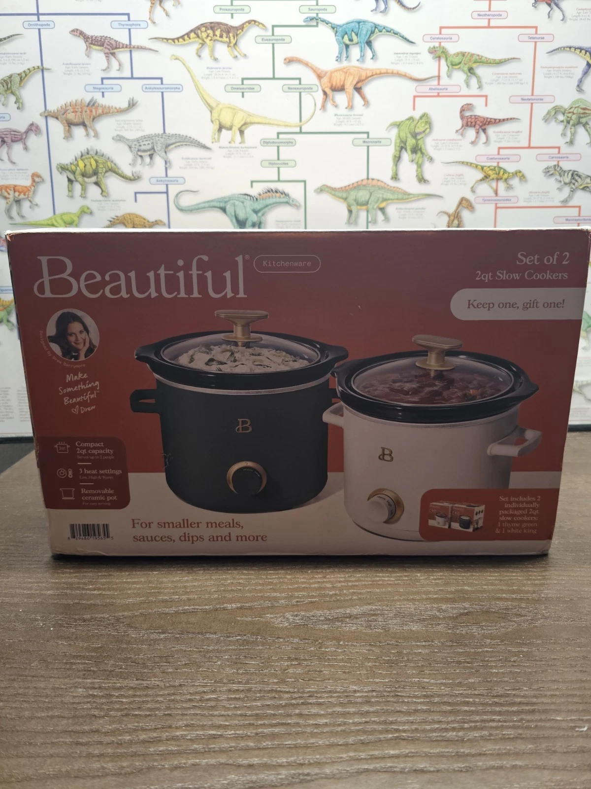 Beautiful by Drew Barrymore 2Qt Slow Cooker Set of 2 Thyme Green & Porcini Taupe