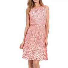 Trina Turk Red White Polka Dot Belted Sleeveless A-Line Dress Size 0