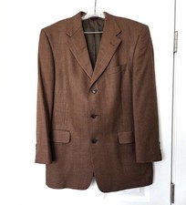 Hart, Schaffner Marks Brown Lambswool 3 Btn Mens Blazer, Size 41R