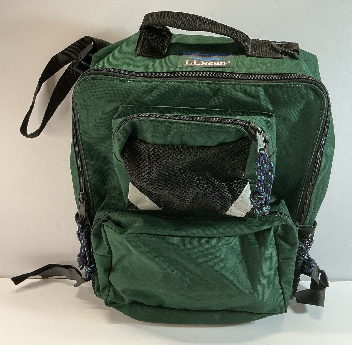 LL Bean Green Zip Pockets Cycling Pannier Bag Top Handle Hook