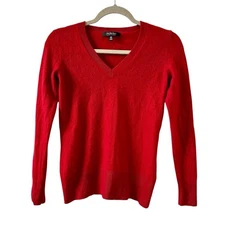 Saks Fifth Avenue Women’s 100% Cashmere Red V-Neck Sweater size Small