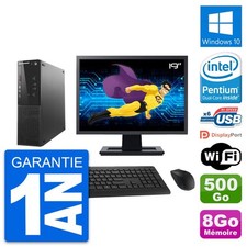 PC Lenovo S500 SFF Ecran 19" Intel G3220 RAM 8Go Disque 500Go Windows 10 Wifi