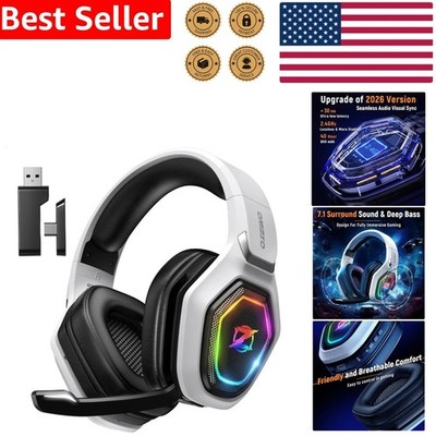 2.4GHz Wireless Gaming Headset PC PS5 PS4 Lossless Audio Type-C 40Hr Battery