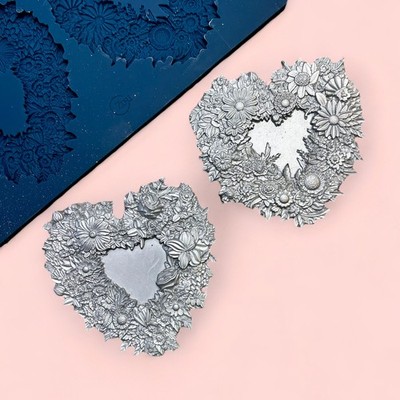 Silicone Molds for Resin Zuri Molds FLORAL HEARTS Craft Fondant Epoxy Clay