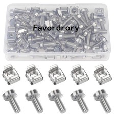 30 PCS M6x20mm Rack Mount Cage Nuts Screws Washers Server Cabinet Silver