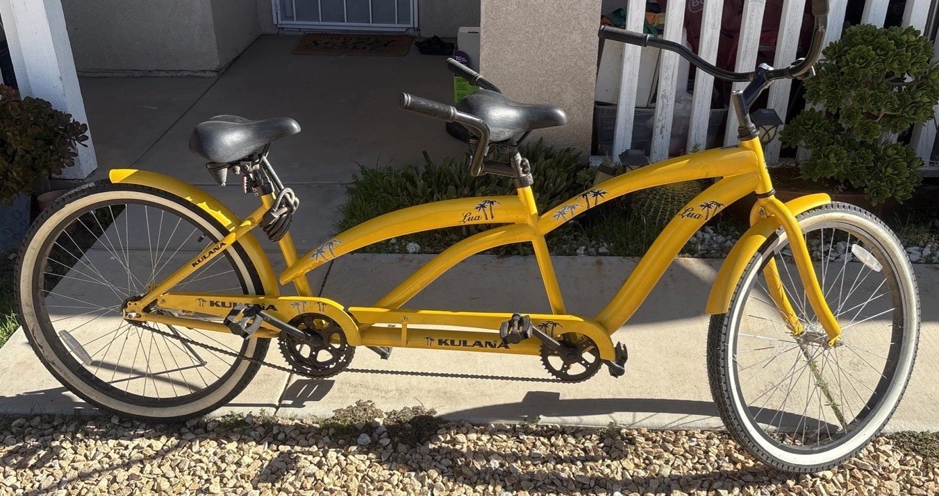 Kulana Lua Tandem Cruiser Bike 26" Wheels &ndash; Yellow &ndash; Local Pickup Only