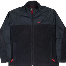 VINTAGE NIKE CLASSIC SWOOSH BLACK FLEECE JACKET 2000S XL