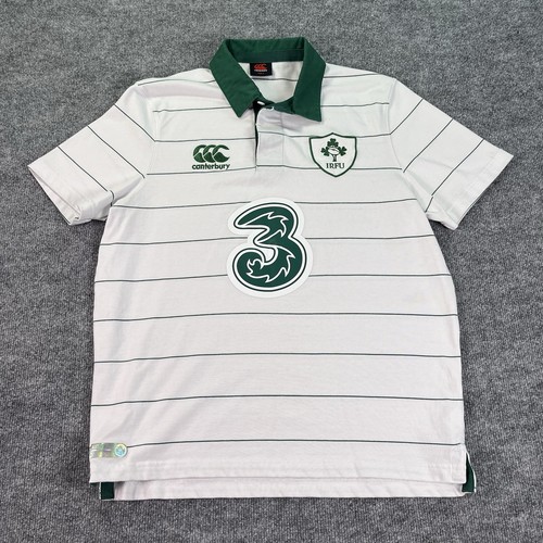 Canterbury Rugby Shirt Mens Large Ireland IRFU Short Sleeve Polo Embroidered