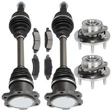 Front CV Axle+Brake Pads+Wheel Hub Bearing For Chevrolet Tahoe 5.3L 2011-2014