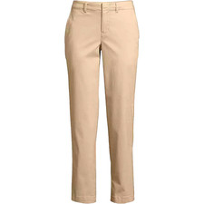 NEW LANDS END FIT 2 Mid Rise Classic Chino Pants DESERT TAN 18W X 27"