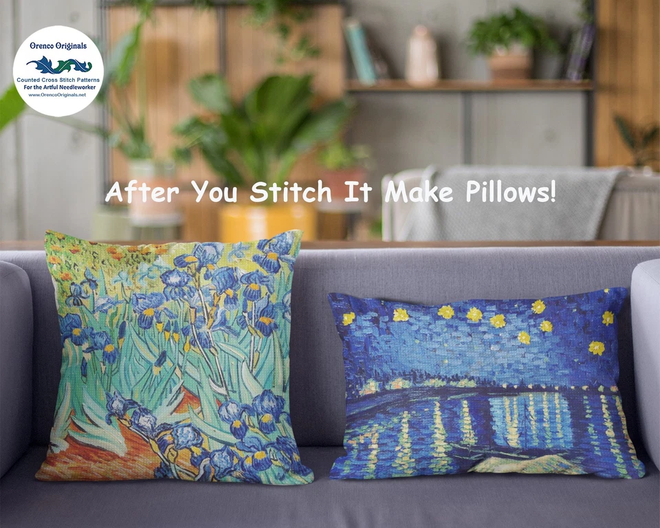 Starry Starry Night Impressionist Vincent Van Gogh Counted Cross Stitch Pattern - Image 3 of 4