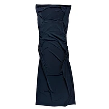 Moda International Black Bodycon Square Neckline Date Night Ruched Sheath Dress