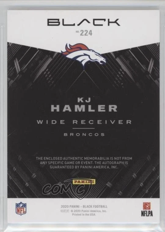 2020 Panini Black /199 KJ Hamler #224 RPA Rookie Patch Auto RC - Image 2 of 2