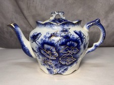 Antique ARGYLE Flow Blue Pitcher M S & Stoke England FB-48