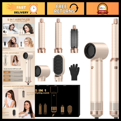 5-in-1 Hair Dryer Brush Set, Ionic Blow Dryer & Curler, Volumizer & Straightener