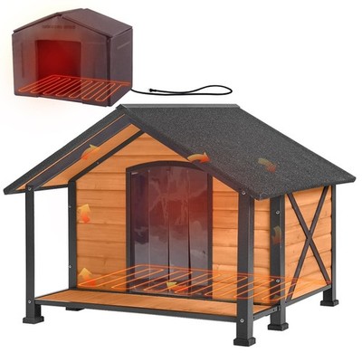 Large Heated Dog House Outdoor Insulated Dog House with Heating Pad & Liner