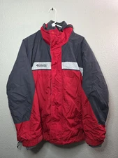 Mens Columbia Bugaboo Jacket Red Grey Windbreaker Core Interchange Coat Size L