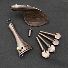 Natural Ebony Violin Pegs Chinrest with Clamp Gut ,4/4 Violin Accessories Parts