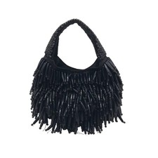 Unbranded Black Beaded Fringe Handbag