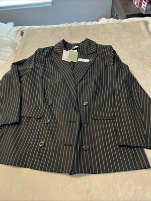 Divided by H&M Black Pin Stripped Blazer Jacket Size Menium Brand New With Tags