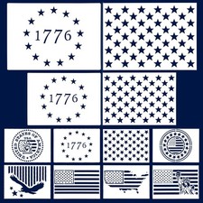 12Pcs Large American Flag & Map Stencil Set - Reusable Templates America