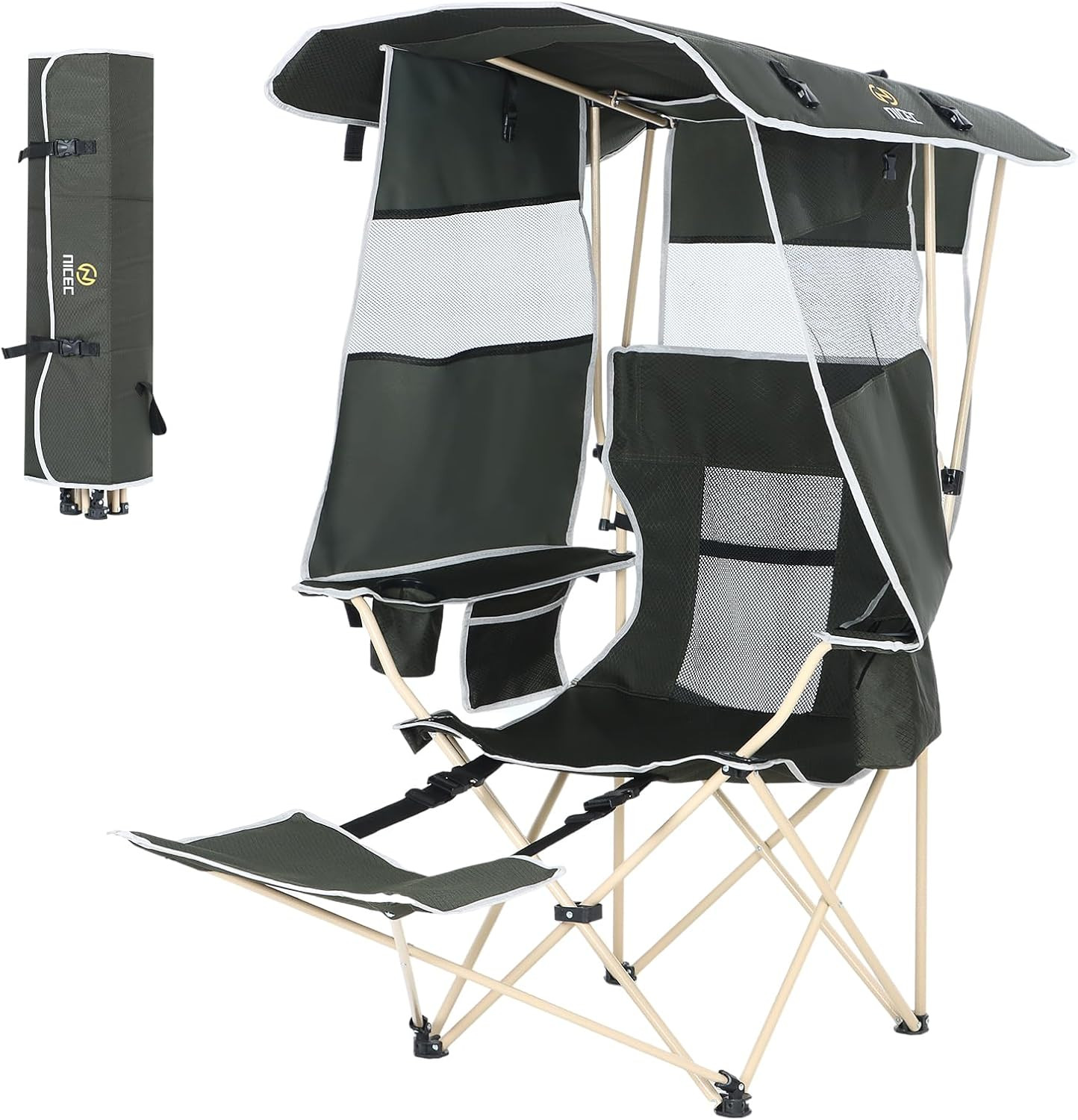 Sports Chair With Footrest, Cooler Bag & Cup Holder - Green
