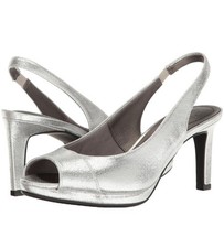 LifeStride Women's Mega Slip On Comfort Dress Heels Silver Sparkle Size:9W