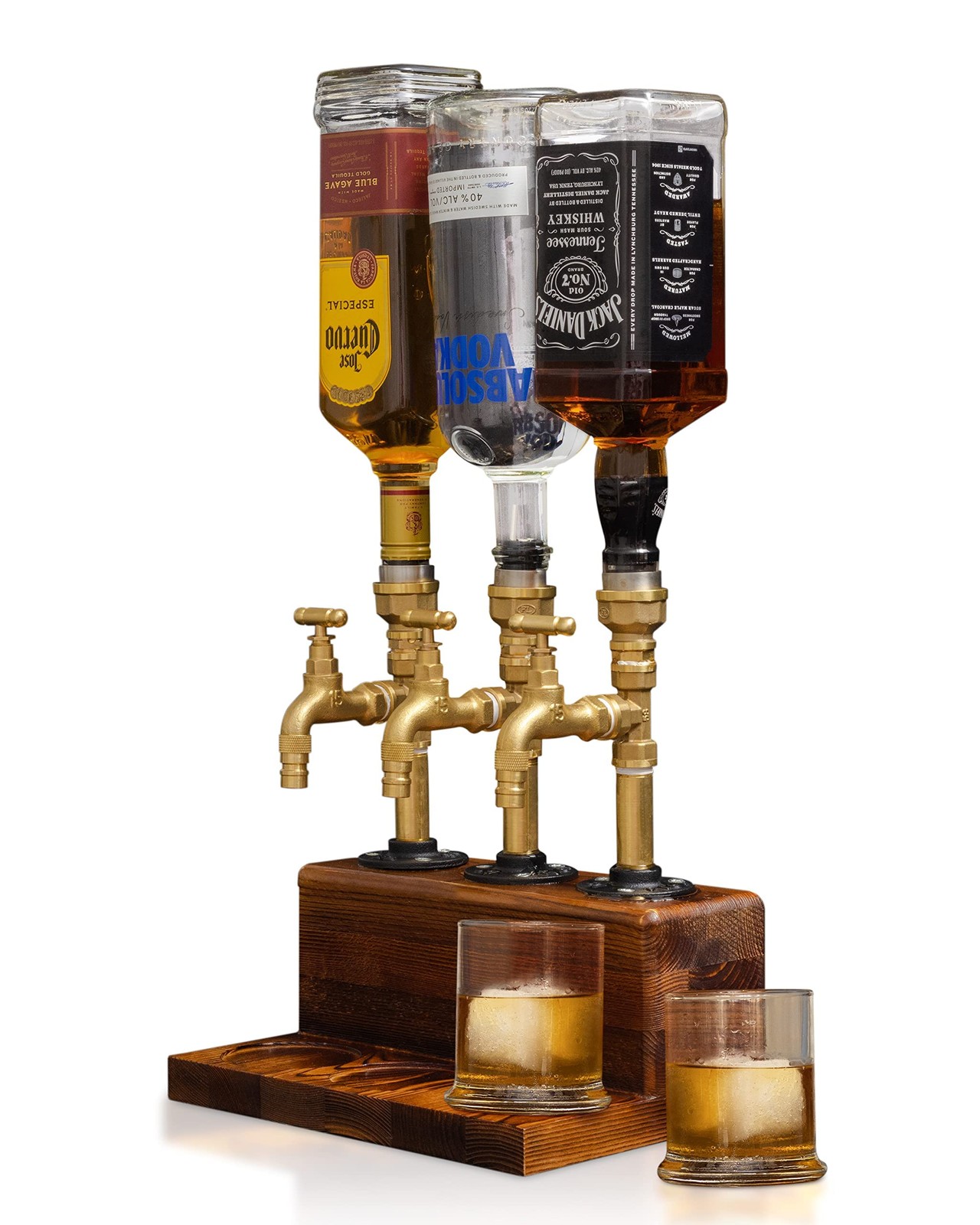 Wood Liquor Dispenser Brass Leakproof Bar Pourer for Home, Gift for Men, Fath...