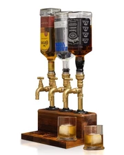 Wood Liquor Dispenser Brass Leakproof Bar Pourer for Home, Gift for Men, Fath...