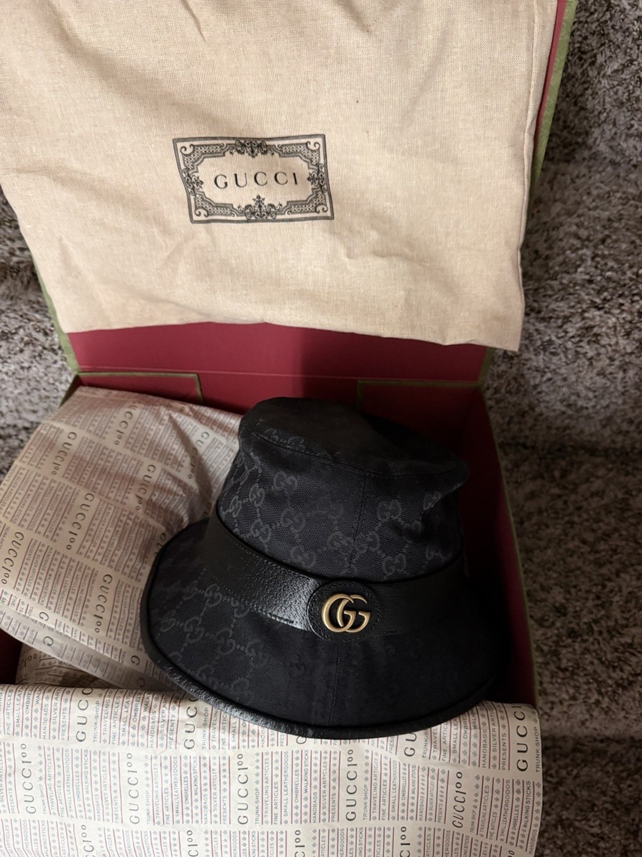 【美品】GUCCI GGロゴ ブラックバケットハット L Gucci GG Logo Monogram Men's Black Bucket Hat Size L | eBay