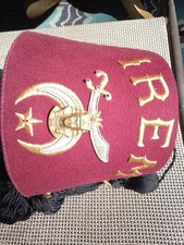 IREM Shriners Fez. Great Embroidery, with Storage Box and Pins Exc Condition 