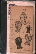 2961 Vintage Mail Order Sewing Pattern 1950s Weskit Vest Top 14 OOP Sew