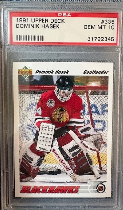 1991 Upper Deck Hockey #335 Dominik Hasek Blackhawks Rookie Card PSA 10 GEM MINT