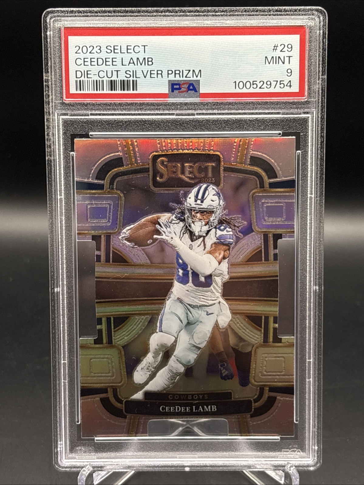 2023 Panini Select - Concourse CeeDee Lamb #29 Silver Prizm Die-Cut PSA 9