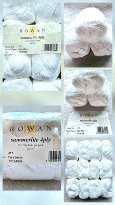 ca.455g Rowan Summerlite4ply Sh417 Pure White Weiß Lot16184068 Cotton ägypt. BW