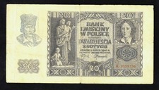 🇵🇱 Poland 20 Zlotych banknote 1940 WW II German Occupation of Poland