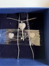 Image of Swarovski Silver Tone Crystal Heart Necklace And Earrings New Boxed