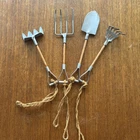 4 x Vintage Miniature Dolls House Zen Garden Tools - Shovel, Spade, Rake 15cm