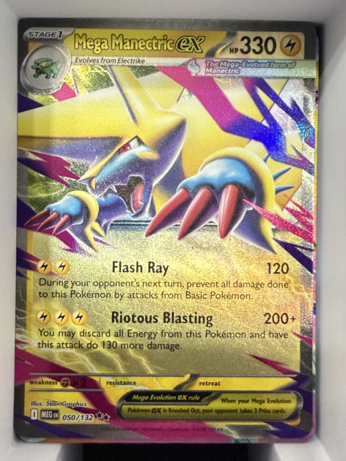 Mega Manectric ex - Holo Double Rare ME01: Mega Evolution 050/132 NM
