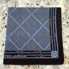 MAN HANDKERCHIEF VINTAGE CLASSIC BLUE CHECKED COTTON POCKET ART SQUARE 18   M95