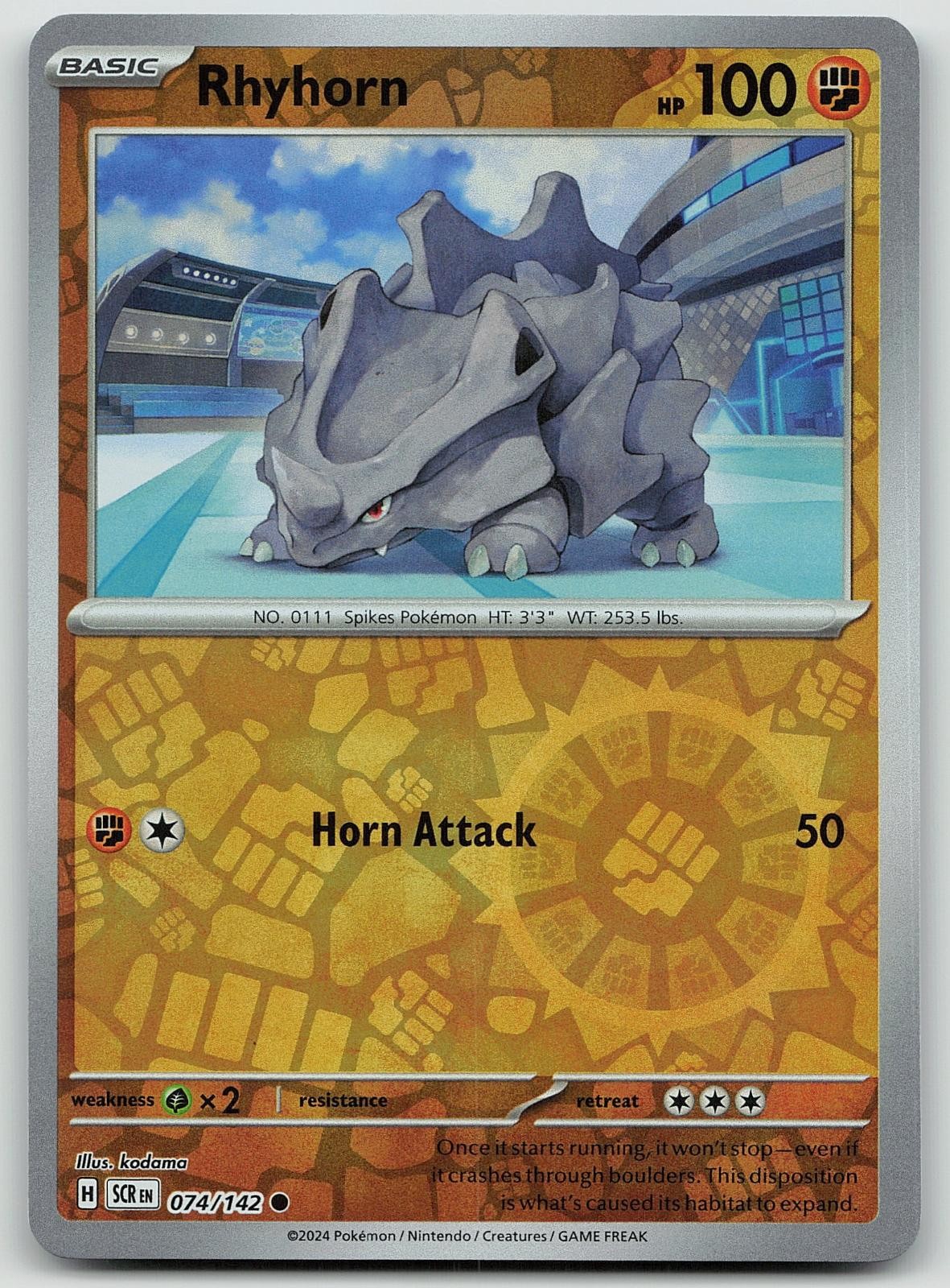 Pokemon Rhyhorn 74/142 Stellar Crown Common Reverse Holo NM