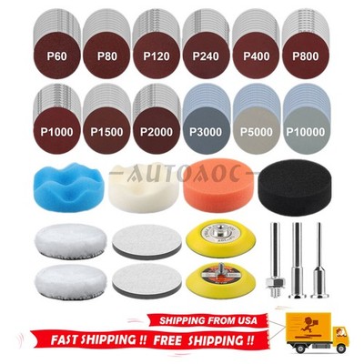 133pcs Sanding Disc Kit,60-10000 Grit Wet Dry Hook & Loop Sandpaper Pads 3 Inch